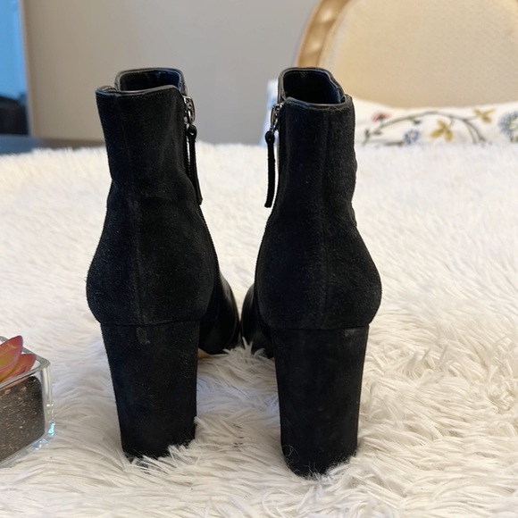 White House Black Market Leather Suede Embellished ankle heel boot women size 7 - Picture 6 of 6